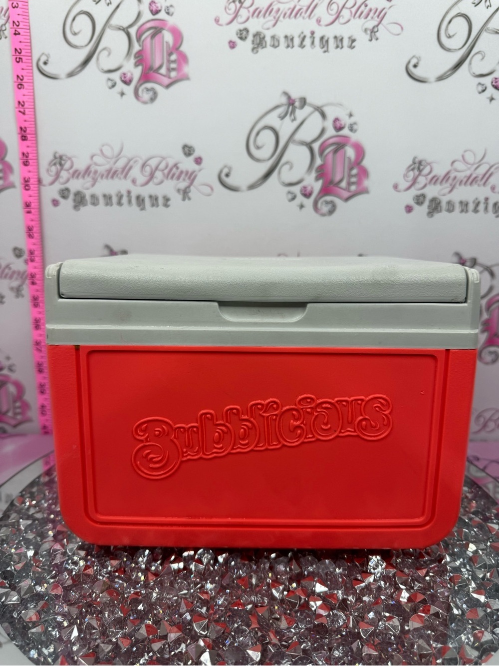 Coleman bubblicious Cooler neon orange pink coral retro cup holder interior